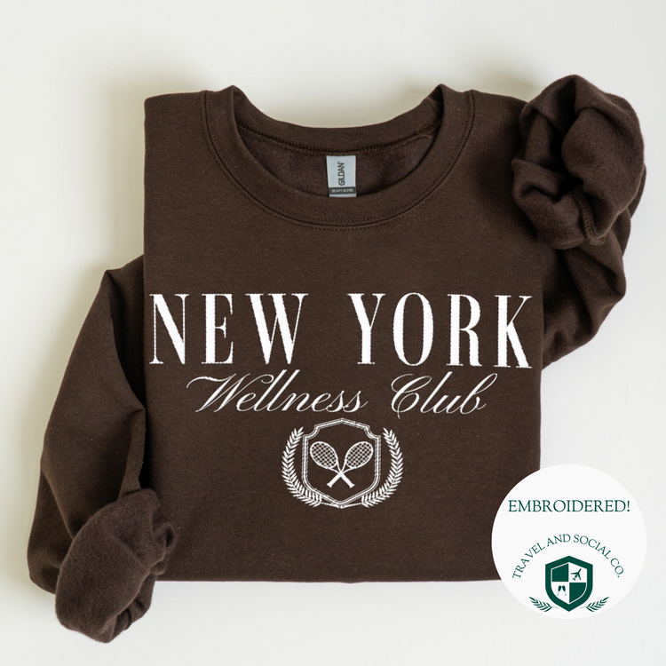 Embroidered New York Wellness Club Crewneck Sweatshirt