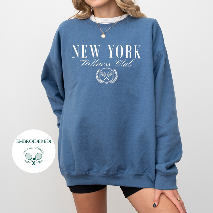 Embroidered New York Wellness Club Crewneck Sweatshirt