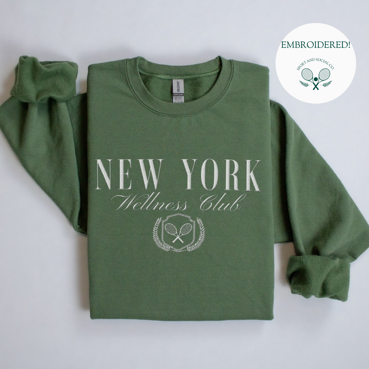 Embroidered New York Wellness Club Crewneck Sweatshirt