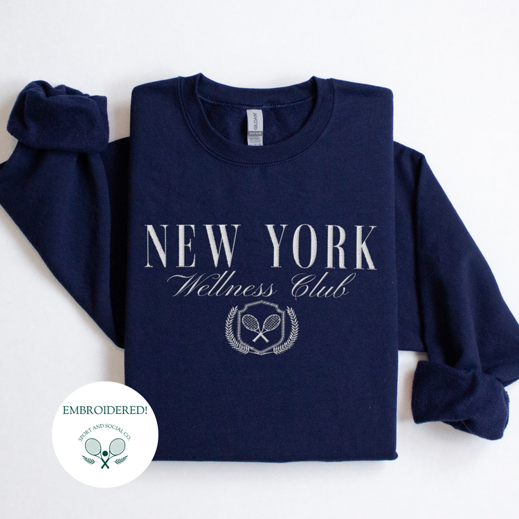 Embroidered New York Wellness Club Crewneck Sweatshirt