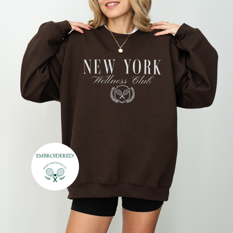 Embroidered New York Wellness Club Crewneck Sweatshirt