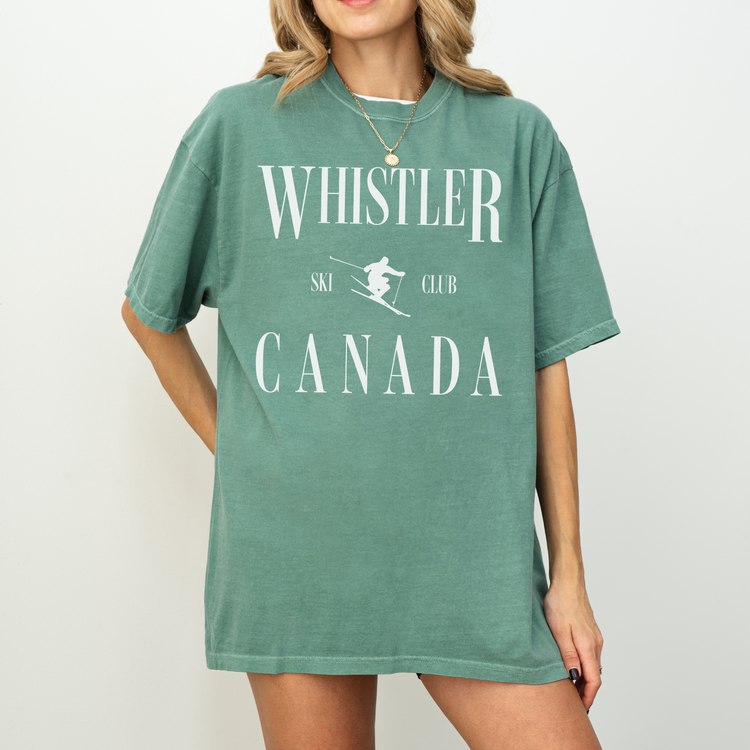 Whistler Ski Club unisex t-shirt in vintage style, inspired by classic ski culture and alpine heritage.