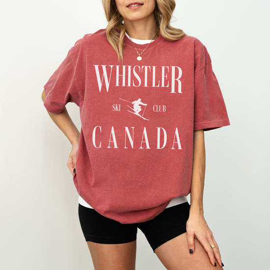 Whistler Ski Club unisex t-shirt in vintage style, inspired by classic ski culture and alpine heritage.