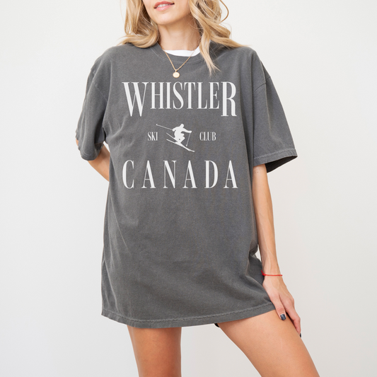 Whistler Ski Club unisex t-shirt in vintage style, inspired by classic ski culture and alpine heritage.