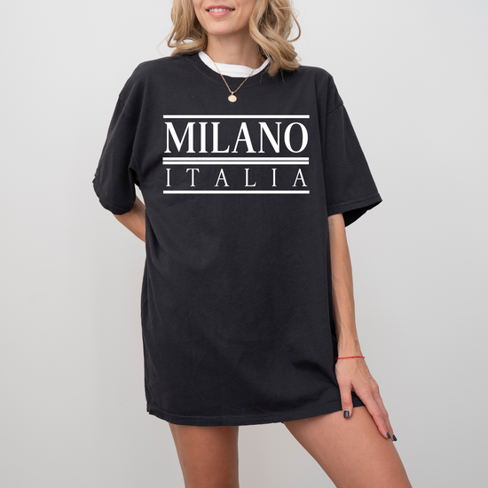 Comfort Colors unisex short sleeve tee with "Milano, Italia" in a vintage classic font for a timeless Italian-inspired look