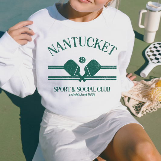 Nantucket Sport & Social Club, Pickleball Lightweight Cotton Crewneck Sweatshirt