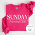 Sunday Running Club embroidered crewneck sweatshirt in soft cotton blend fabric, featuring a relaxed fit and timeless design perfect for runners and casual wear.