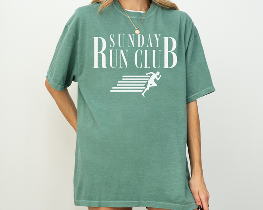 Sunday Run Club Vintage Style Running Short Sleeve T-Shirt, Green