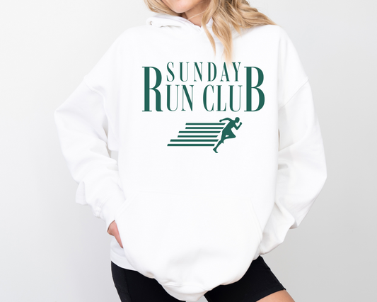 Vintage, Retro Style Sunday Run Club Hoodie, White