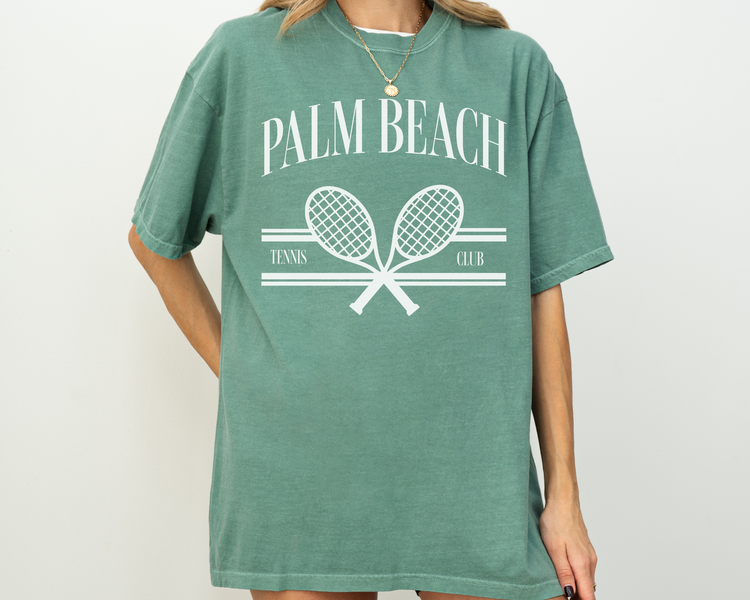 Palm Beach Tennis Club, Vintage Style Athletic, Athleisure Shirt, Green