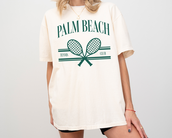 Palm Beach Tennis Club, Vintage Style Athletic, Athleisure Shirt, Ivory