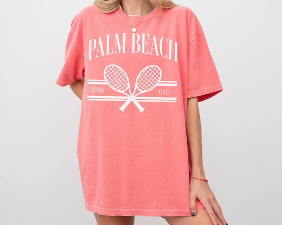 Palm Beach Tennis Club, Vintage Style Athletic, Athleisure Shirt, Pink