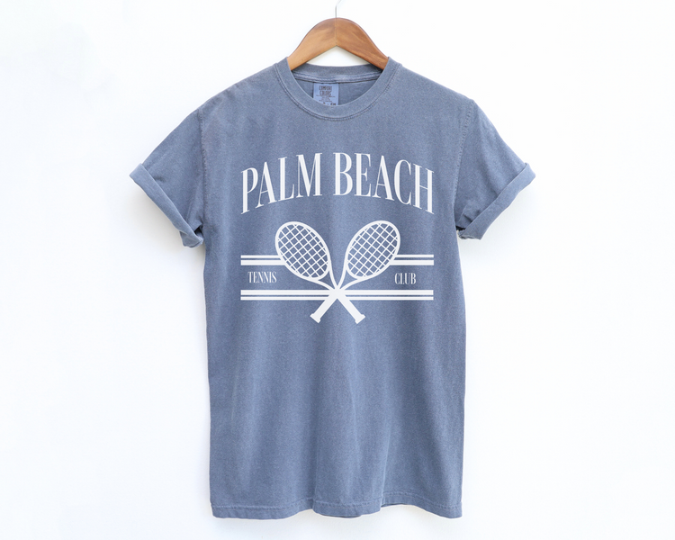 Palm Beach Tennis Club, Vintage Style Athletic, Athleisure Shirt, Blue