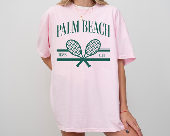 Palm Beach Tennis Club, Vintage Style Athletic, Athleisure Shirt, Pink