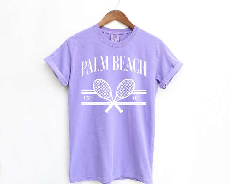 Palm Beach Tennis Club, Vintage Style Athletic, Athleisure Shirt, Purple