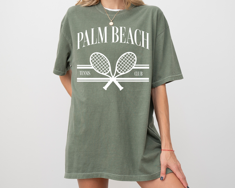 Palm Beach Tennis Club, Vintage Style Athletic, Athleisure Shirt, Green