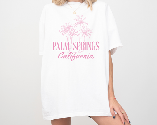 Palm Springs, California Short Sleeve T-Shirt, Vintage Style, Palm Tree Tee, White Color