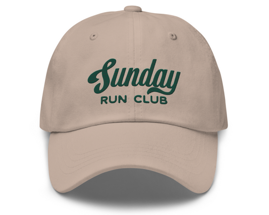 Sunday Run Club, Green Embroidered Hat, Tan