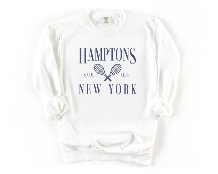 Hamptons, New York Social Club Comfort Colors® Pullover Sweatshirt | Bachelorette, Girls Trip Outfit | Oversized Crewneck | Vintage Style