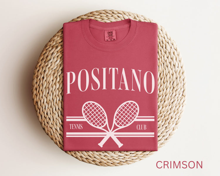 Positano Tennis Club Comfort Colors Short Sleeve T-Shirt | Gift for Her | Amalfi Coast Italy | Athleisure Sporty Athletic | Italian Travel