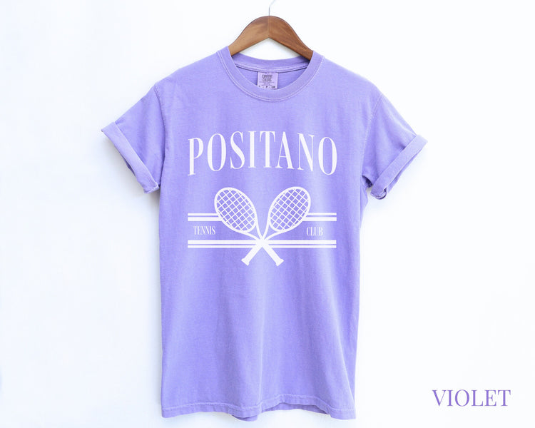 Positano Tennis Club Comfort Colors Short Sleeve T-Shirt | Gift for Her | Amalfi Coast Italy | Athleisure Sporty Athletic | Italian Travel