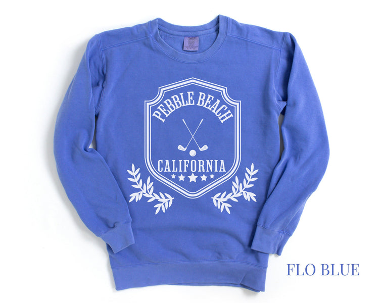 Pebble Beach, California Comfort Colors® Crewneck Sweatshirt | Vintage Style Country Club Pullover Sweater | Golf Trip | Gift for Her, Him