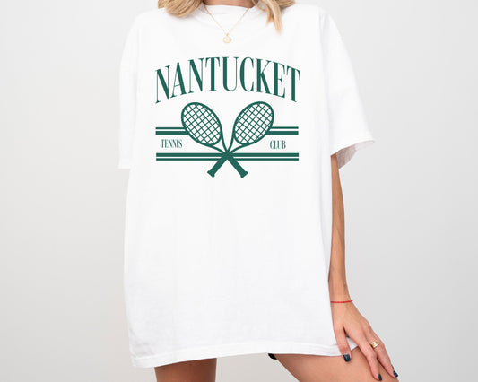 Nantucket Tennis Club Comfort Colors Short Sleeve T-Shirt | Girl’s Trip, Bachelorette Shirt | Vintage Style Athleisure, Sporty, Athletic Tee