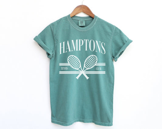 Hamptons Tennis Club Comfort Colors Short Sleeve T-Shirt | Girl’s Trip, Bachelorette Shirt | Vintage Style Athleisure, Sporty, Athletic Club