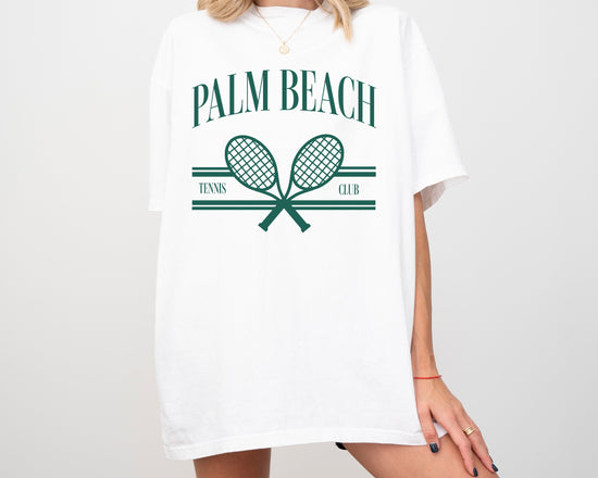 Palm Beach Tennis Club Comfort Colors Short Sleeve T-Shirt | Girl’s Trip, Bachelorette Shirt | Vintage Style Athleisure Sporty Athletic Club