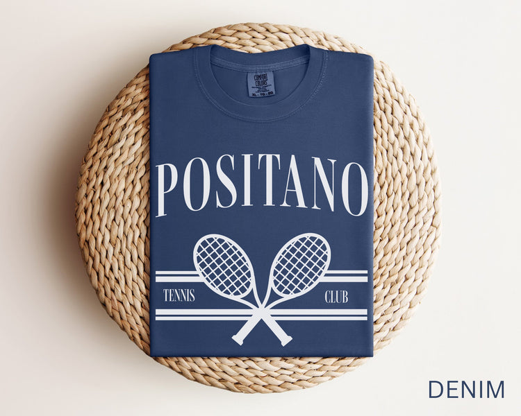 Positano Tennis Club Comfort Colors Short Sleeve T-Shirt | Gift for Her | Amalfi Coast Italy | Athleisure Sporty Athletic | Italian Travel