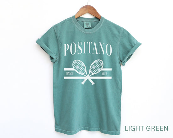 Positano Tennis Club Comfort Colors Short Sleeve T-Shirt | Gift for Her | Amalfi Coast Italy | Athleisure Sporty Athletic | Italian Travel