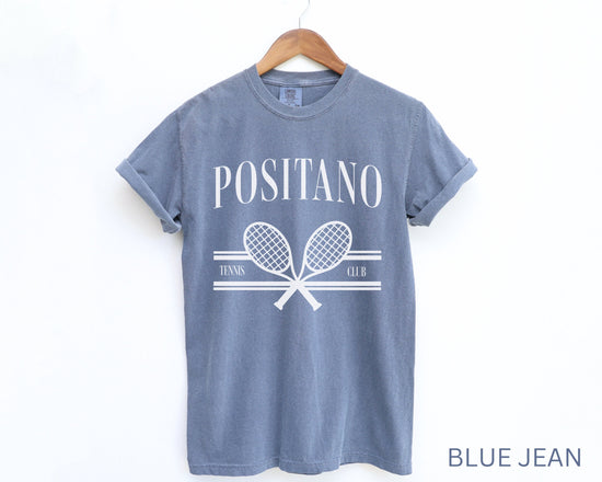 Positano Tennis Club Comfort Colors Short Sleeve T-Shirt | Gift for Her | Amalfi Coast Italy | Athleisure Sporty Athletic | Italian Travel