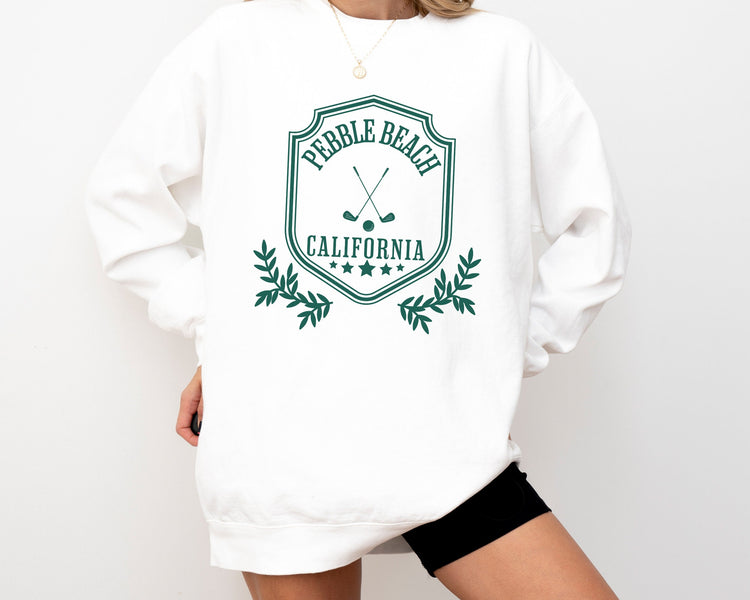 Pebble Beach, California Comfort Colors® Crewneck Sweatshirt | Vintage Style Country Club Pullover Sweater | Golf Trip | Gift for Her, Him