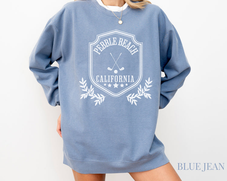 Pebble Beach, California Comfort Colors® Crewneck Sweatshirt | Vintage Style Country Club Pullover Sweater | Golf Trip | Gift for Her, Him