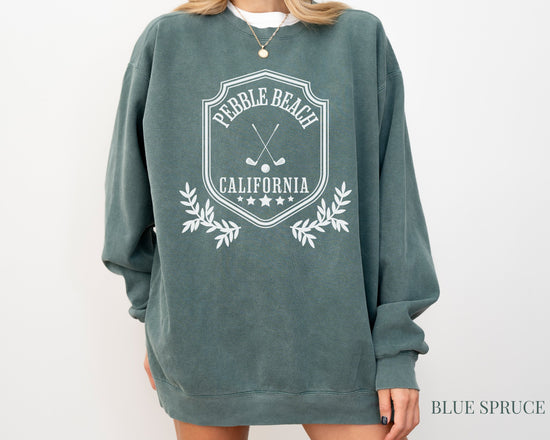 Pebble Beach, California Comfort Colors® Crewneck Sweatshirt | Vintage Style Country Club Pullover Sweater | Golf Trip | Gift for Her, Him