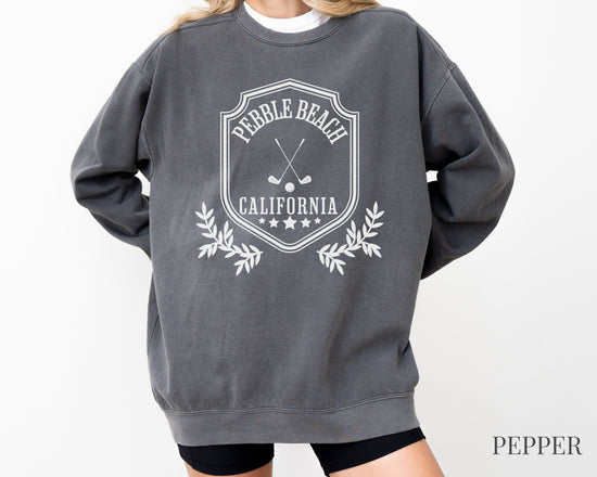 Pebble Beach, California Comfort Colors® Crewneck Sweatshirt | Vintage Style Country Club Pullover Sweater | Golf Trip | Gift for Her, Him