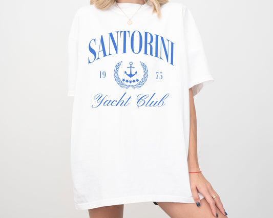 Santorini, Greece Yacht Club Comfort Colors Short Sleeve T-Shirt | Beach, Sailing Club Tee | Greek Islands Greece Trip Shirt | Gift for Her