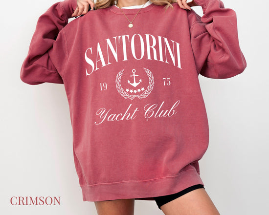 Santorini Yacht Club Comfort Colors® Crewneck Sweatshirt | Greek Islands, Greece Pullover Sweater | Gift for Her, Traveler | Beach, Sailing