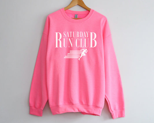 Saturday Run Club Crewneck Sweatshirt | Vintage, Retro Style Running Group Pullover Sweater | Gift for Her, Him, Runner | Sporty, Athletic