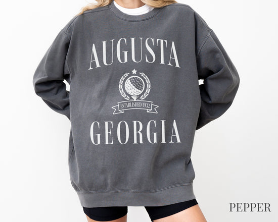 Augusta Comfort Colors® Crewneck Sweatshirt | Vintage Retro Style Golf Pullover Sweater | Gift for Her, Him, Golfer | Cozy, Athletic, Sporty