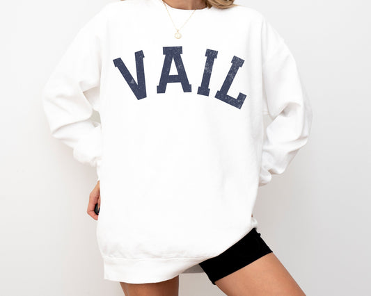 Vail Comfort Colors Crewneck Sweatshirt | Vintage, Faded, Grunge Style Ski, Mountain Pullover | Colorado Girls, Guys Trip