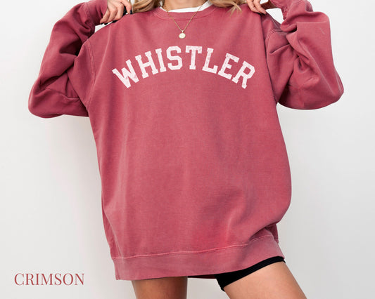 Whistler Comfort Colors Crewneck Sweatshirt | Vintage, Faded, Grunge Style Ski, Mountain Pullover | British Columbia Canada Girls, Guys Trip