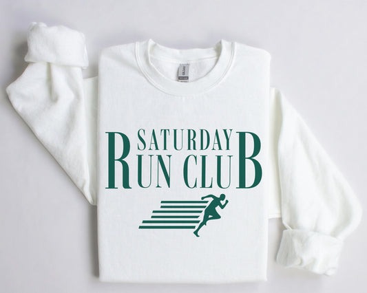 Saturday Run Club Crewneck Sweatshirt | Vintage, Retro Style Running Group Pullover Sweater | Gift for Her, Him, Runner | Sporty, Athletic