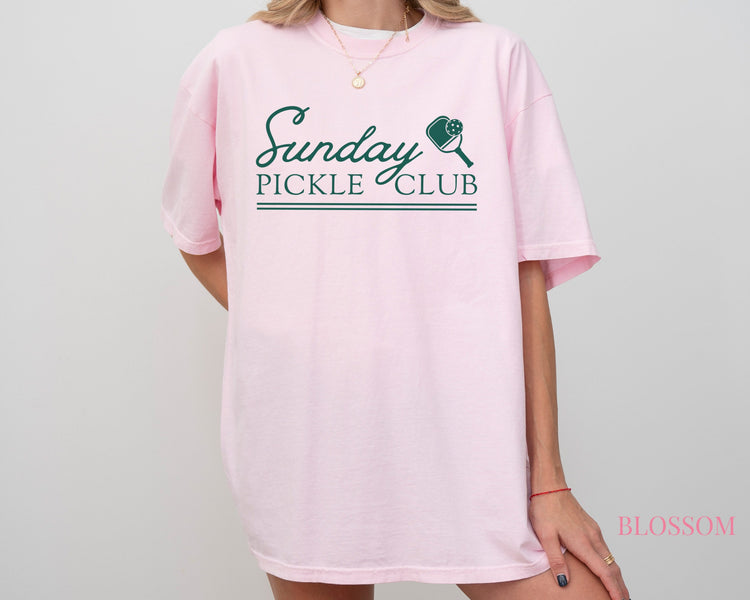 Sunday Pickle Club Comfort Colors Short Sleeve T-Shirt | Pickleball Cotton Tee | Vintage Sporty Athletic Style | Gift for Her | Men, Women’s