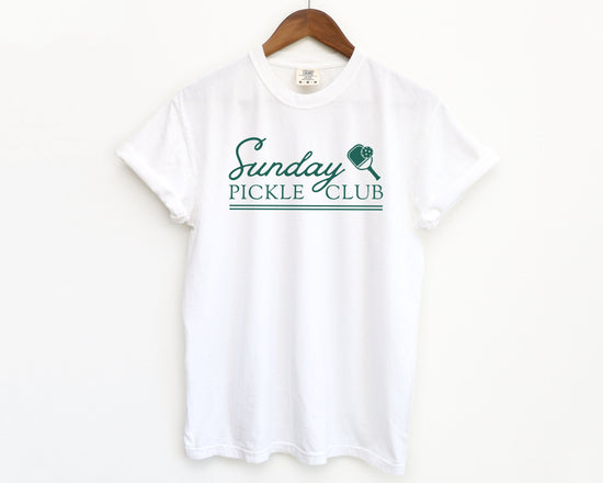 Sunday Pickle Club Comfort Colors Short Sleeve T-Shirt | Pickleball Cotton Tee | Vintage Sporty Athletic Style | Gift for Her | Men, Women’s