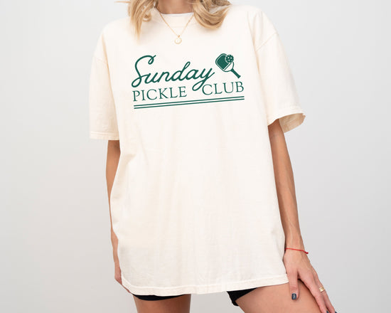 Sunday Pickle Club Comfort Colors Short Sleeve T-Shirt | Pickleball Cotton Tee | Vintage Sporty Athletic Style | Gift for Her | Men, Women’s