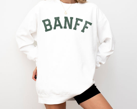 Banff Comfort Colors Crewneck Sweatshirt | Vintage, Faded, Grunge Style Pullover Sweater | Alberta, Canada, National Park, Hiking, Camping