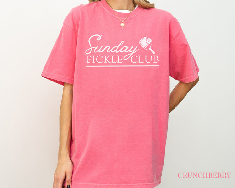 Sunday Pickle Club Comfort Colors Short Sleeve T-Shirt | Pickleball Cotton Tee | Vintage Sporty Athletic Style | Gift for Her | Men, Women’s