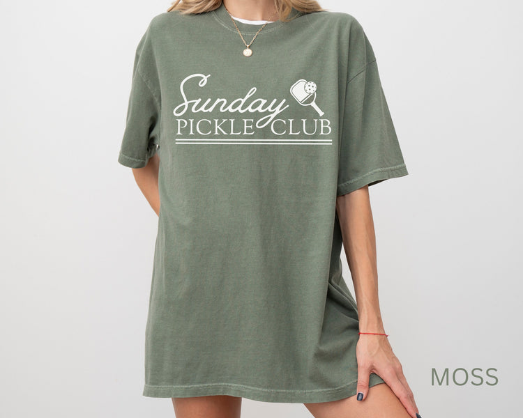 Sunday Pickle Club Comfort Colors Short Sleeve T-Shirt | Pickleball Cotton Tee | Vintage Sporty Athletic Style | Gift for Her | Men, Women’s