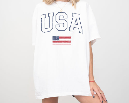 USA Comfort Colors Short Sleeve T-Shirt | Men’s, Women’s 4th of July, Independence Day Olympics Outfit | Vintage, Athletic Style Tee, Unisex